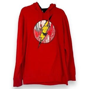 DC Comics Hoodie The Flash Mens Red Hooded Sweatshirt Longsleeve Size Large‎